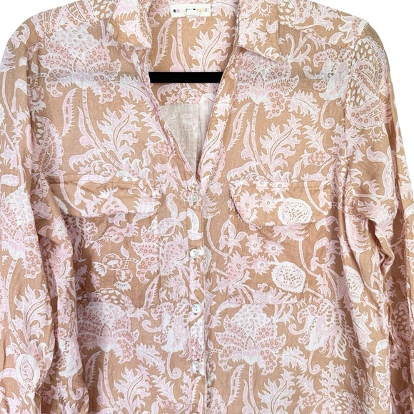 ROLLER RABBIT Amanda Print Tan & Pink Floral Linen 2 Piece Loungewear EUC $148 L - Picture 13 of 14